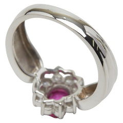 Pt900 プラチナ ルビー0.45ct ダイヤ0.26ct フラワーモチーフ リング 指輪 レディース 10号 【中古】