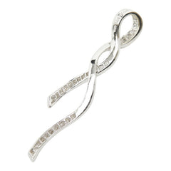 K18WG ホワイトゴールド ダイヤ0.30ct ネックレストップ リボンモチーフ ペンダントトップ レディース 【中古】