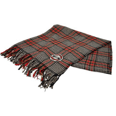 グッチ 千鳥格子 ハウンドトゥース マフラー ブラック ブラウン レッド カシミヤ レディース GUCCI 【中古】