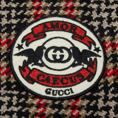 グッチ 千鳥格子 ハウンドトゥース マフラー ブラック ブラウン レッド カシミヤ レディース GUCCI 【中古】