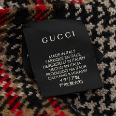 グッチ 千鳥格子 ハウンドトゥース マフラー ブラック ブラウン レッド カシミヤ レディース GUCCI 【中古】