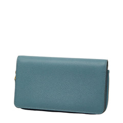 ヴァレンティノ Vロゴ ラウンドファスナー 長財布 ライトブルー レザー レディース VALENTINO 【中古】