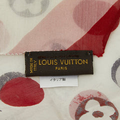 ルイ ヴィトン モノグラム ドット スカーフ ホワイト マルチカラー コットン シルク レディース LOUIS VUITTON 【中古】