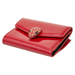 ブルガリ セルペンティ 三つ折り財布 コンパクトウォレット ピンク パテントレザー レディース BVLGARI 【中古】