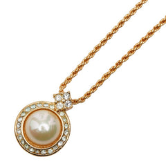 ディオール パール ラインストーン ネックレス ゴールド メッキ レディース Dior 【中古】