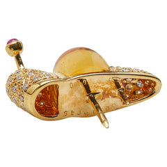 K18YG イエローゴールド シトリントパーズ6.19ct ダイヤ0.30ct ルビー0.15ct かたつむりモチーフ ピンバッジ ブローチ レディース 【中古】