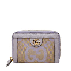 グッチ ジャンボGG カードケース コインケース 726503 ベージュ パープル キャンバス レザー レディース GUCCI 【中古】