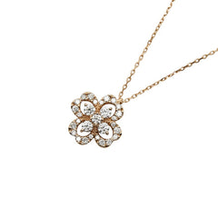 モニッケンダム K18PG ピンクゴールド ダイヤ0.54ct クローバー モチーフ ネックレス レディース MONNICKENDAM 【中古】