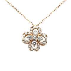 モニッケンダム K18PG ピンクゴールド ダイヤ0.54ct クローバー モチーフ ネックレス レディース MONNICKENDAM 【中古】