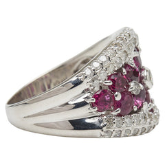 K18WG ホワイトゴールド ルビー2.20ct ダイヤ1.00ct リング 指輪 レディース 13.5号 【中古】