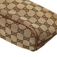 グッチ GGキャンバス アクセサリーポーチ 07198 ベージュ ブラウン キャンバス レザー レディース GUCCI 【中古】