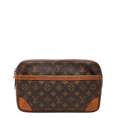 ルイ ヴィトン モノグラム コンピエーニュ28 セカンドバッグ クラッチバッグ M51845 ブラウン PVC レザー メンズ LOUIS VUITTON 【中古】