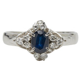 Pt900 プラチナ サファイア0.54ct ダイヤ0.17ct リング 指輪 レディース 9.5号 【中古】