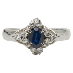 Pt900 プラチナ サファイア0.54ct ダイヤ0.17ct リング 指輪 レディース 9.5号 【中古】
