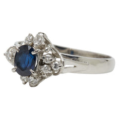 Pt900 プラチナ サファイア0.54ct ダイヤ0.17ct リング 指輪 レディース 9.5号 【中古】