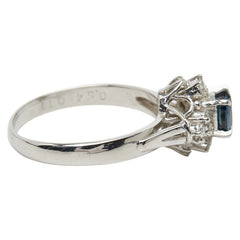 Pt900 プラチナ サファイア0.54ct ダイヤ0.17ct リング 指輪 レディース 9.5号 【中古】