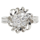 Pt900 プラチナ ダイヤ0.50ct フラワーモチーフ リング 指輪 レディース 8号 【中古】
