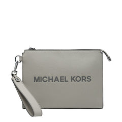 マイケルコース ロゴ クラッチバッグ セカンドバッグ グレー レザー レディース Michael Kors 【中古】