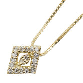 K18YG イエローゴールド ダイヤ0.12ct ダイヤ型モチーフ ペンダント ネックレス レディース 【中古】