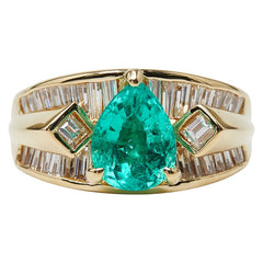 K18YG イエローゴールド エメラルド1.92ct ダイヤ1.01ct リング 指輪 レディース 9号 【中古】