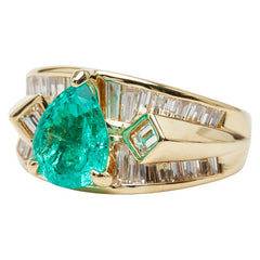 K18YG イエローゴールド エメラルド1.92ct ダイヤ1.01ct リング 指輪 レディース 9号 【中古】
