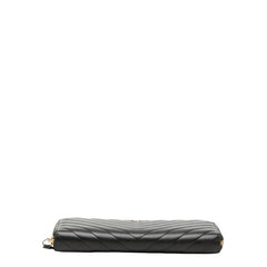 シャネル ココマーク シェブロン ラウンドファスナー 長財布 ブラック ラムスキン レディース CHANEL 【中古】