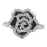 K18WG ホワイトゴールド ダイヤ0.44ct ブラックダイヤ0.50ct フラワーモチーフ リング 指輪 レディース 12号 【中古】