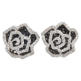 K18WG ホワイトゴールド ダイヤ0.44ct ブラックダイヤ0.88ct フラワーモチーフ ピアス レディース 【中古】