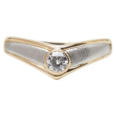 K18YG イエローゴールド Pt プラチナ 金ベースコンビ ダイヤ0.25ct リング 指輪 レディース 19号 【中古】