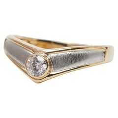 K18YG イエローゴールド Pt プラチナ 金ベースコンビ ダイヤ0.25ct リング 指輪 レディース 19号 【中古】