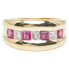 K18YG イエローゴールド ルビー 0.86ct ダイヤ0.48ct リング 指輪 レディース 11.5号 【中古】