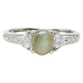 Pt900 プラチナ クリソベリルキャッツアイ1.530ct ダイヤ0.47ct リング 指輪 レディース 11.5号 【中古】