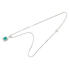Pt850 プラチナ エメラルド1.09ct ダイヤ0.25ct ペンダント ネックレス レディース 【中古】
