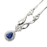 Pt900 プラチナ Pt850 プラチナ サファイア1.11ct ダイヤ0.35ct ネックレス レディース 【中古】