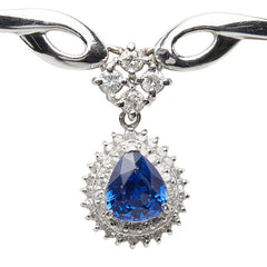 Pt900 プラチナ Pt850 プラチナ サファイア1.11ct ダイヤ0.35ct ネックレス レディース 【中古】