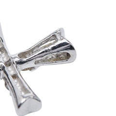 K18WG ホワイトゴールド ダイヤ0.30ct クロスモチーフ ペンダントトップ ネックレス レディース 【中古】