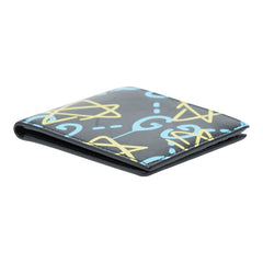 グッチ GGゴースト 二つ折り財布 448463 ブラック ブルー イエロー PVC レザー レディース GUCCI 【中古】