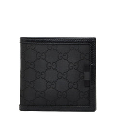 グッチ GGナイロン 二つ折り財布 150413 ブラック ナイロン レザー メンズ GUCCI 【中古】