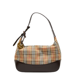 バーバリー ノバチェック シャドーホース ワンショルダーバッグ ベージュ マルチカラー キャンバス レザー レディース BURBERRY 【中古】