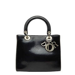 ディオール レディディオール ミディアム ハンドバッグ ブラック パテントレザー レディース Dior 【中古】