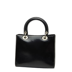 ディオール レディディオール ミディアム ハンドバッグ ブラック パテントレザー レディース Dior 【中古】