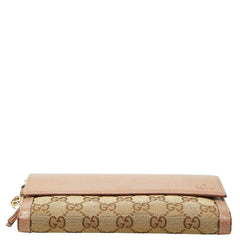 グッチ GGキャンバス 長財布 323396 ベージュ ピンク キャンバス レザー レディース GUCCI 【中古】