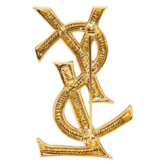 サンローラン YSLロゴ ブローチ ゴールド メッキ レディース SAINT LAURENT 【中古】