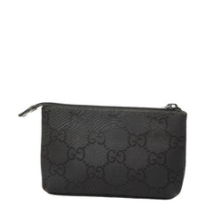グッチ GGナイロン ポーチ 小物入れ 039 0851 0592 ブラック ナイロン レザー レディース GUCCI 【中古】