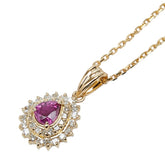 K18YG イエローゴールド ルビー0.19ct ダイヤ ネックレス レディース 【中古】