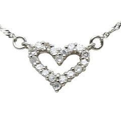 K18WG ホワイトゴールド ダイヤ0.15ct ハートモチーフ ネックレス レディース 【中古】