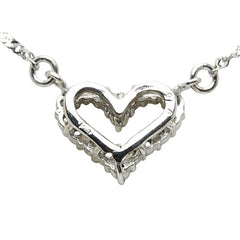 K18WG ホワイトゴールド ダイヤ0.15ct ハートモチーフ ネックレス レディース 【中古】