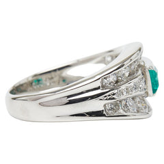 Pt900 プラチナ エメラルド0.26ct ダイヤ1.30ct リング 指輪 レディース 10.5号 【中古】