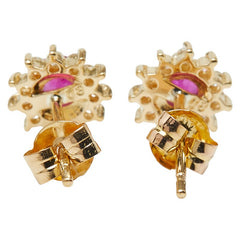 K18YG イエローゴールド ルビー0.16ct ダイヤ ピアス レディース 【中古】