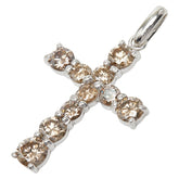 K18WG ホワイトゴールド ダイヤ1.00ct クロスモチーフ ペンダントトップ ネックレス レディース 【中古】